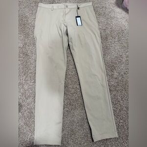 RHONE Commuter Skinny Mens 36x32 Khaki Ultra Slim Fit Zipper Pockets Flex Pants